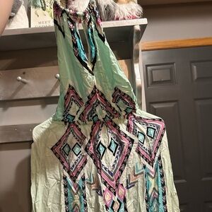 No Boundaries Mint and Pink Backless Dress